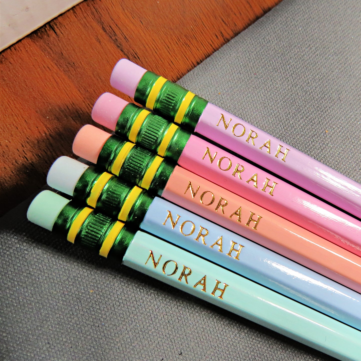 Custom Personalized Pencils Set – Let's Start the Year off Write! Pastel #2 Pencils with Name – Laser Foil Stamped – Teacher Gift, Back to School Supplies, Kids, Students, or Personal Use