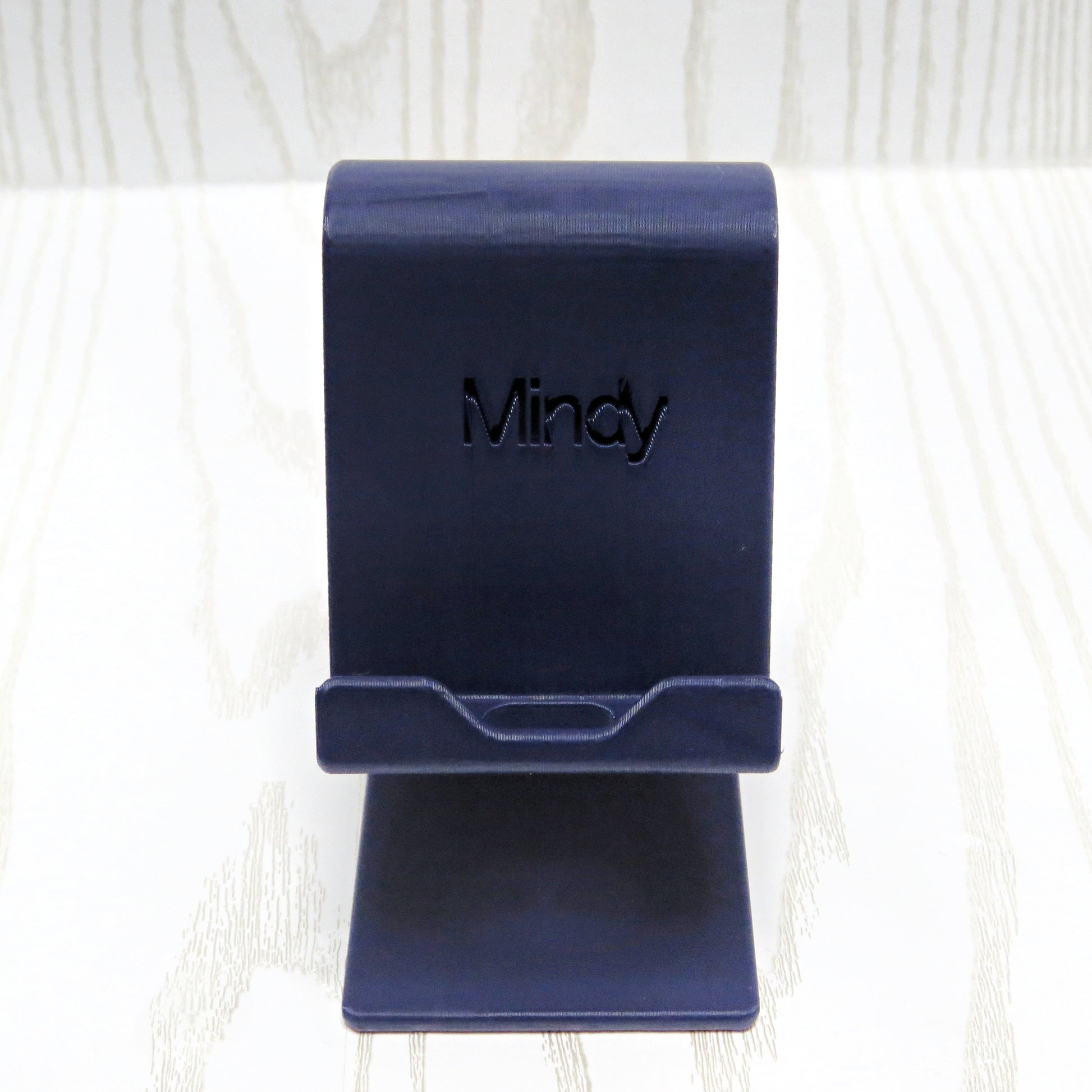 Personalized 3D Printed Cell Phone Holder with Custom Name - close-up design detail