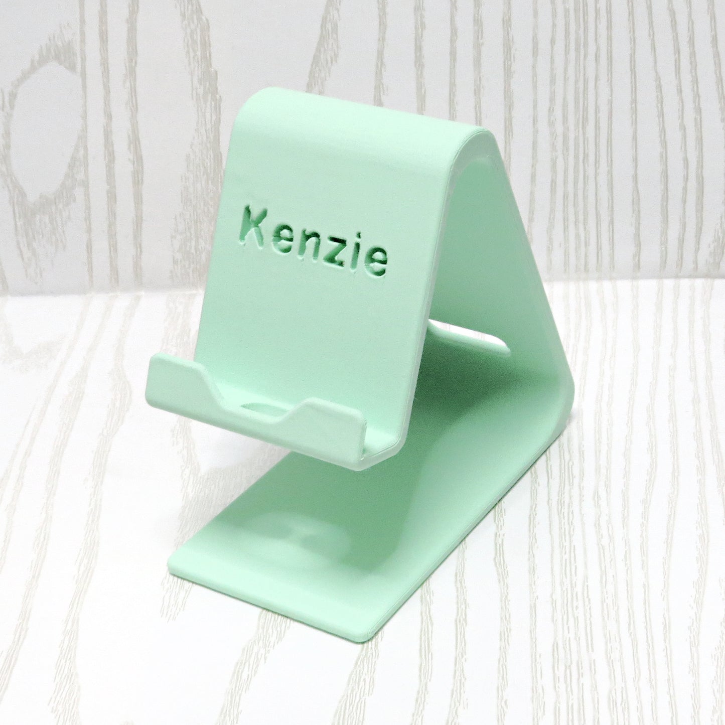 Personalized 3D Printed Cell Phone Holder with Custom Name - alternate angle view