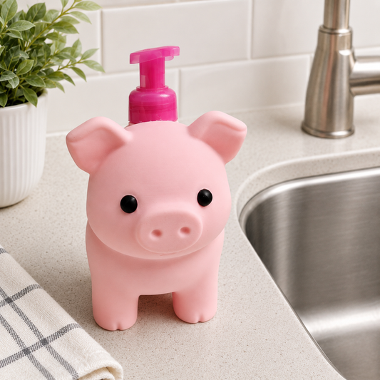 Pink pig foaming soap holder farmhouse kitchen counter decor