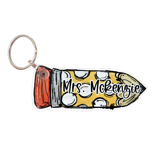 Personalized Pencil Keychains with Name for Teachers Gift -  Custom Thank You Appreciation Week Present - Acrylic Back to School Graduation