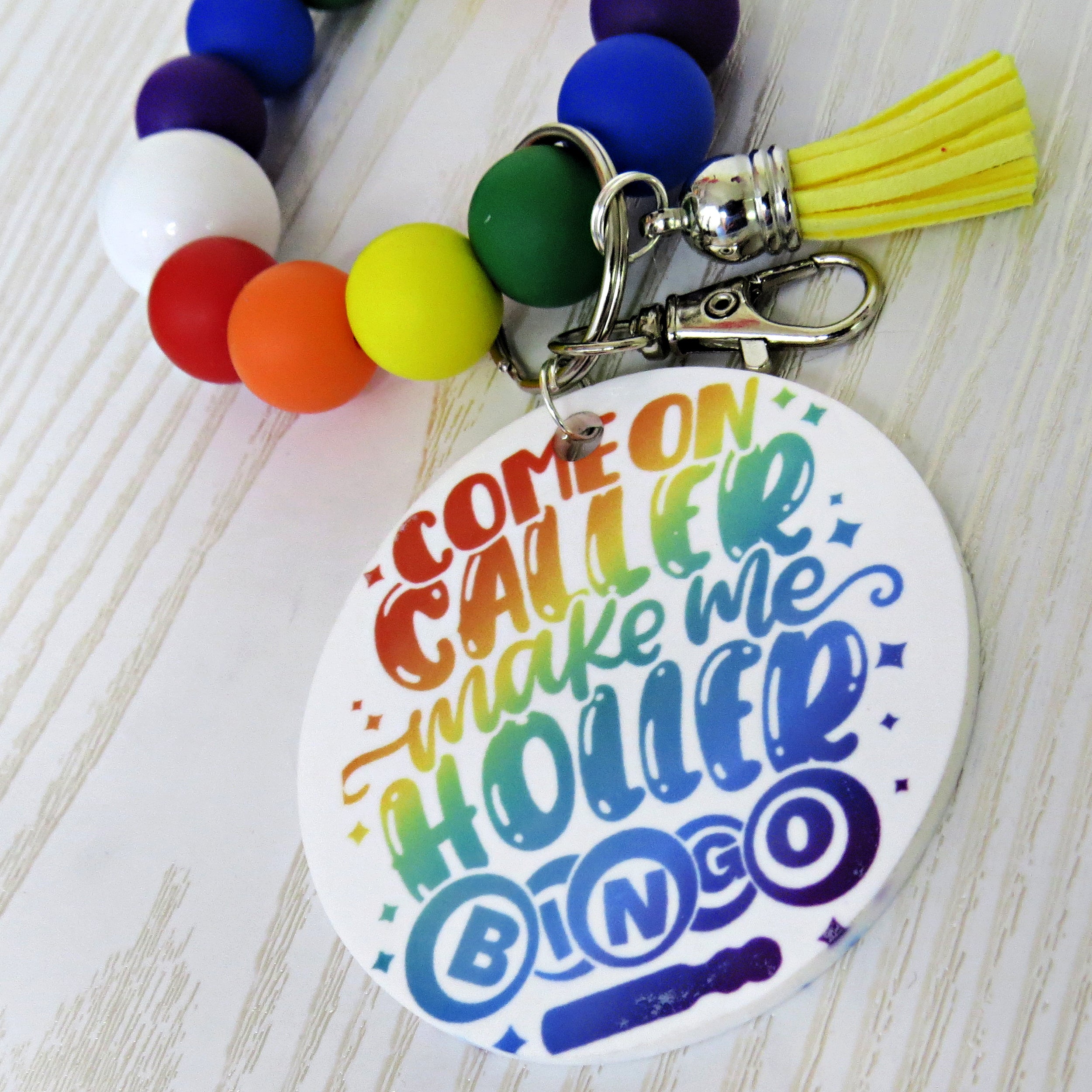 Bingo Wristlet Bracelet – Funny Beaded Keychain Gift for Grandma ...