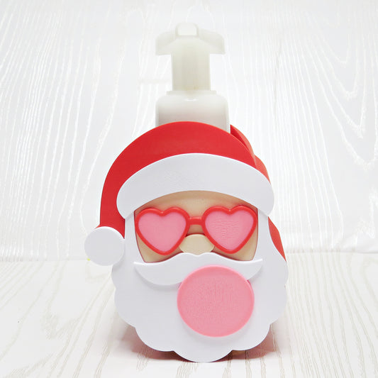 3d-printed-cool-santa-heart-sunglasses-pink-bubblegum-bubble-foaming-soap-holder-red-hat-white-beard-funny-christmas-bathroom-decor
