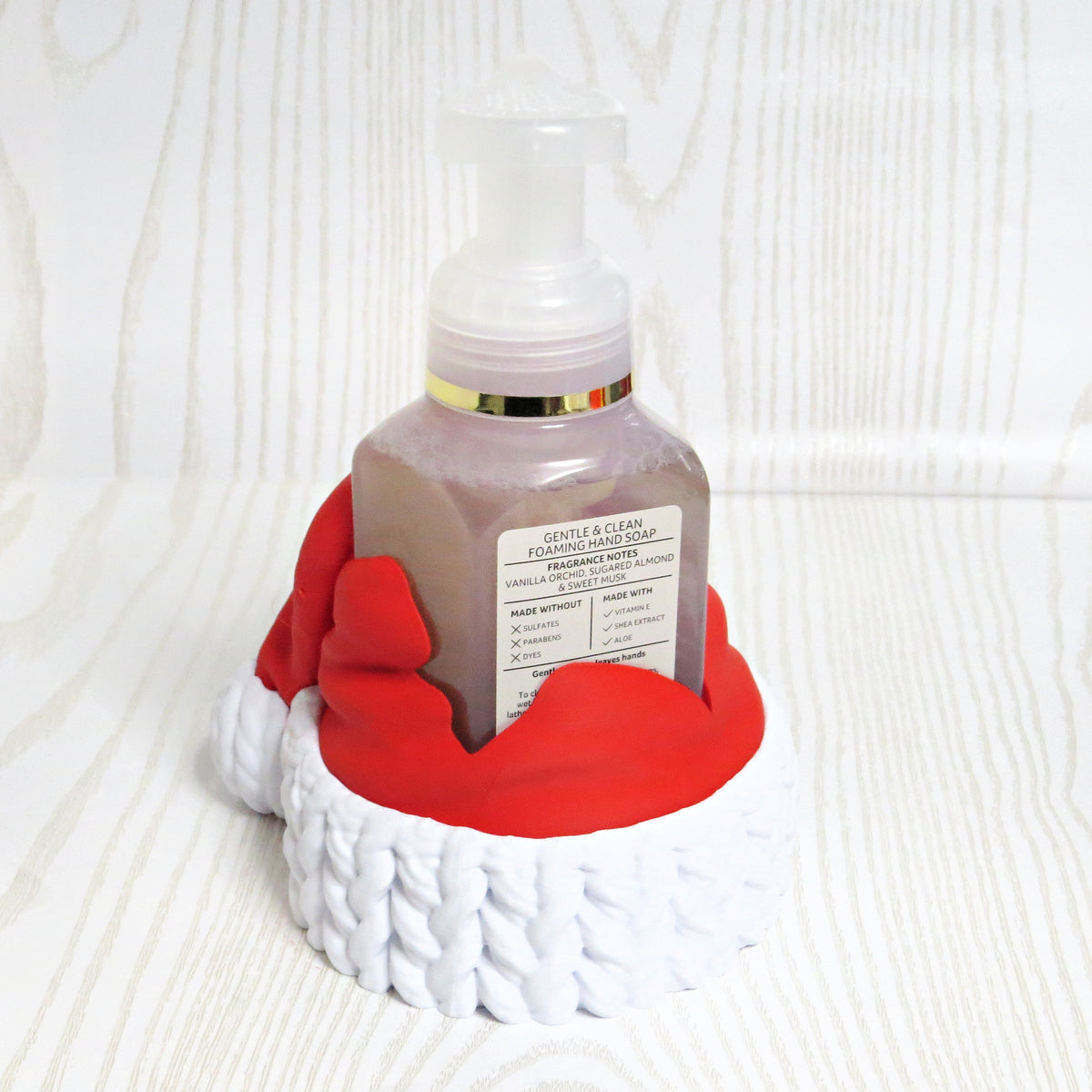 Santa Hat Foaming Soap Holder — Bath and Body Works Compatible Christmas Bathroom Decor Stand
