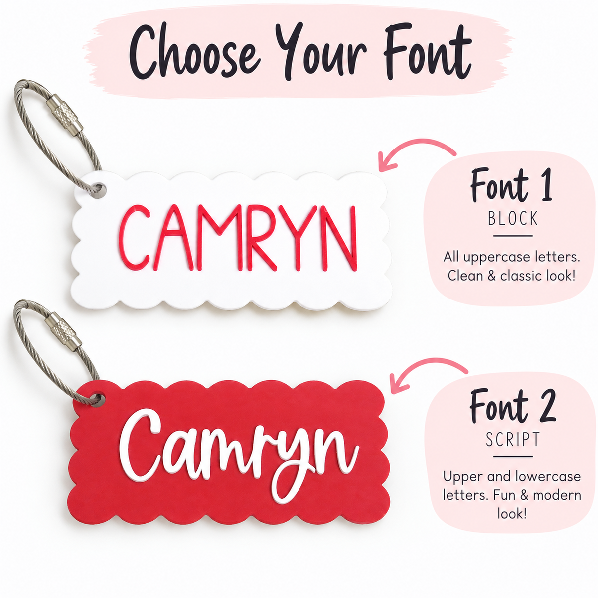 Personalized Scallop Bag Tag — Custom Name Keychain for Backpacks and Lunch Bags