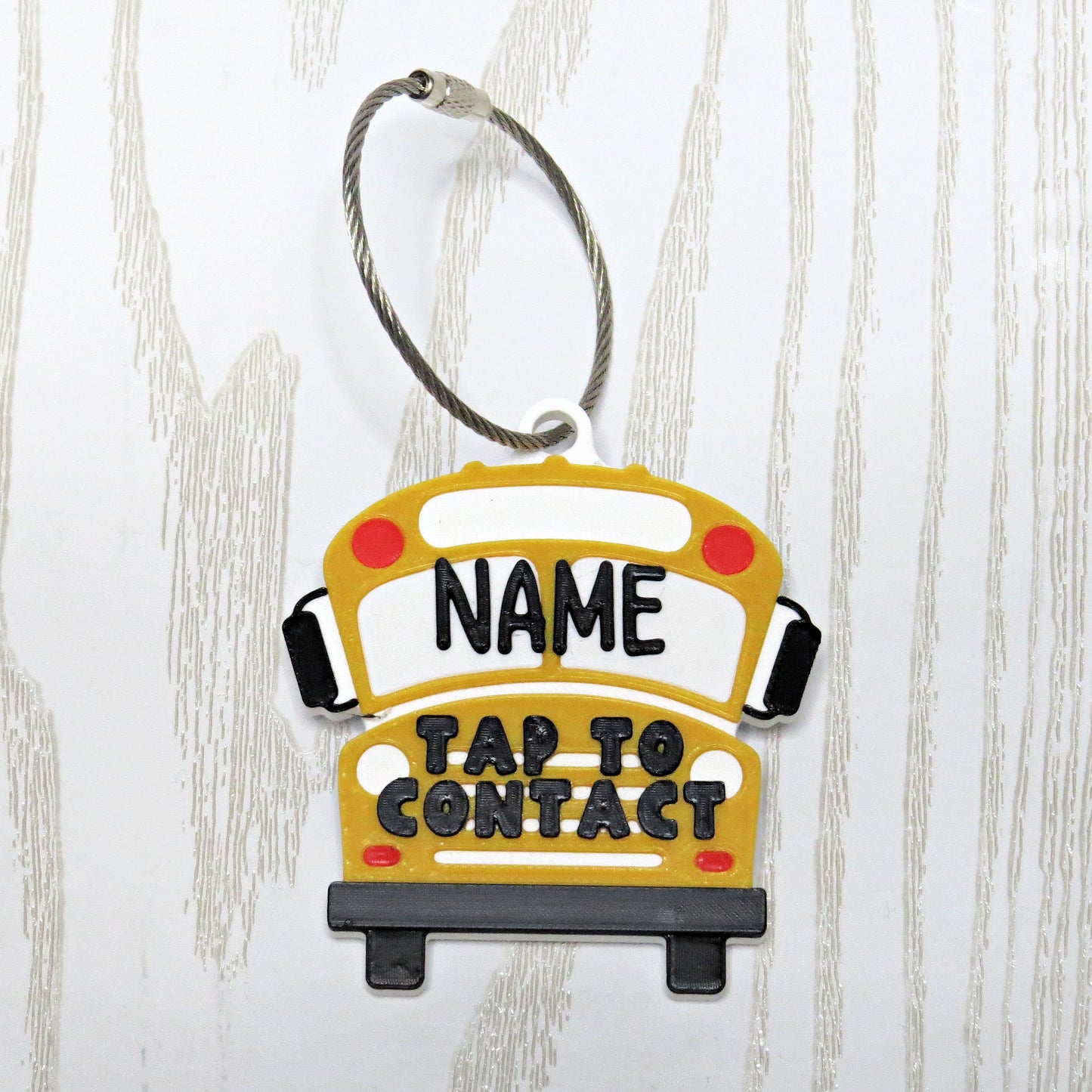 Personalized school bus nfc bag tag yellow smart backpack contact tag for kids