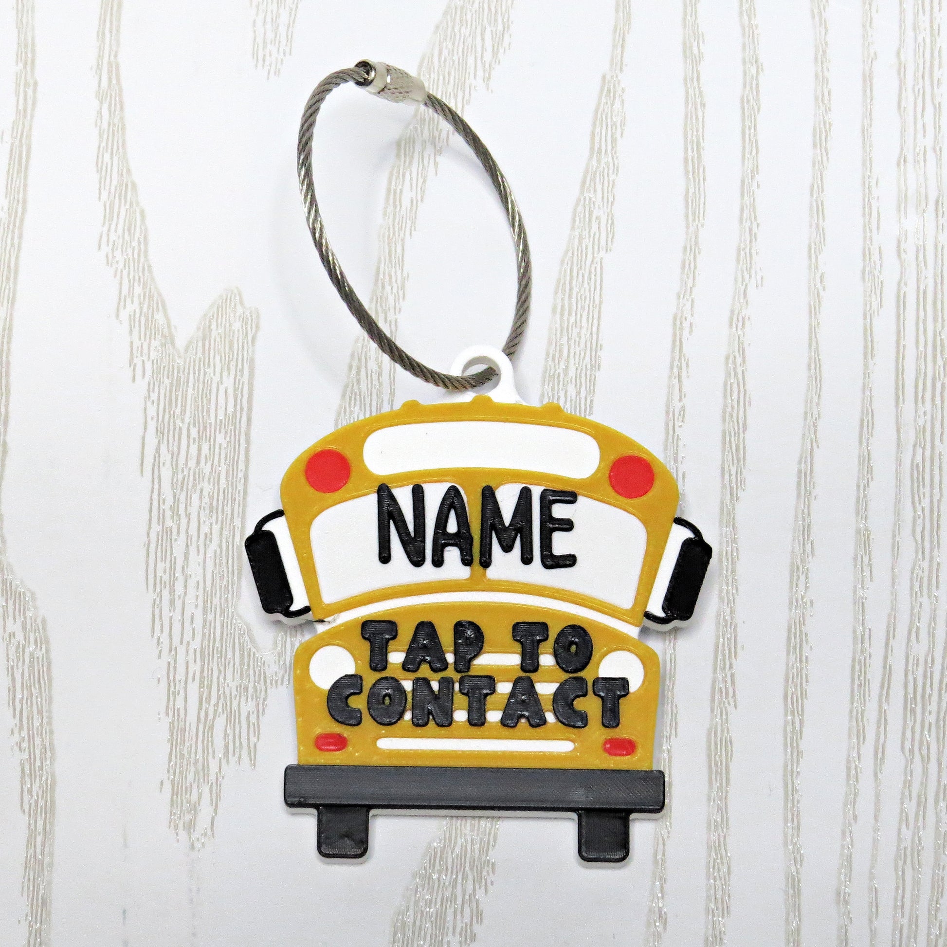 Personalized school bus nfc bag tag yellow smart backpack contact tag for kids