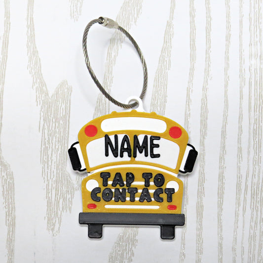 Personalized school bus nfc bag tag yellow smart backpack contact tag for kids
