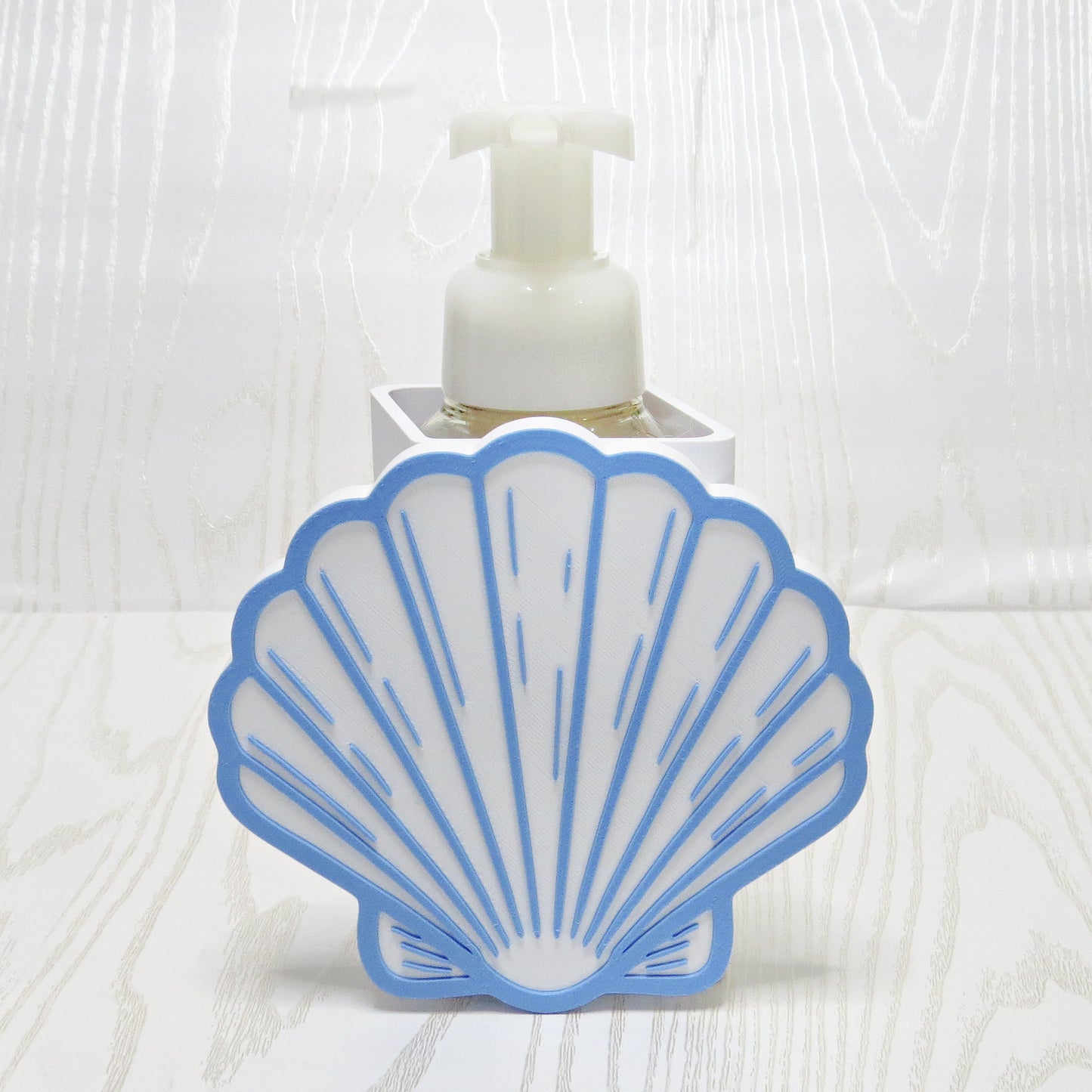 Seashell foaming soap holder coastal bathroom decor