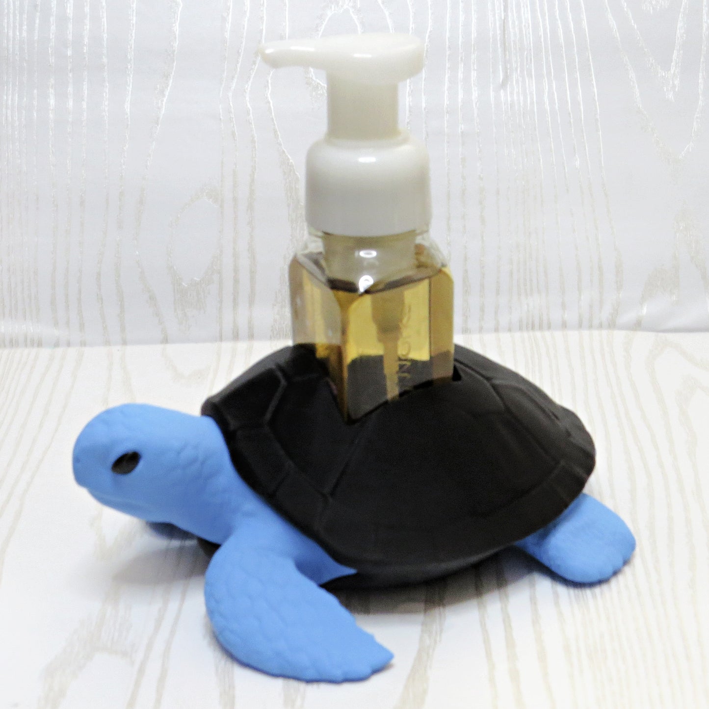 Sea Turtle Foaming Soap Holder for Bathroom or Coastal Kitchen Decor - top view showing pump opening