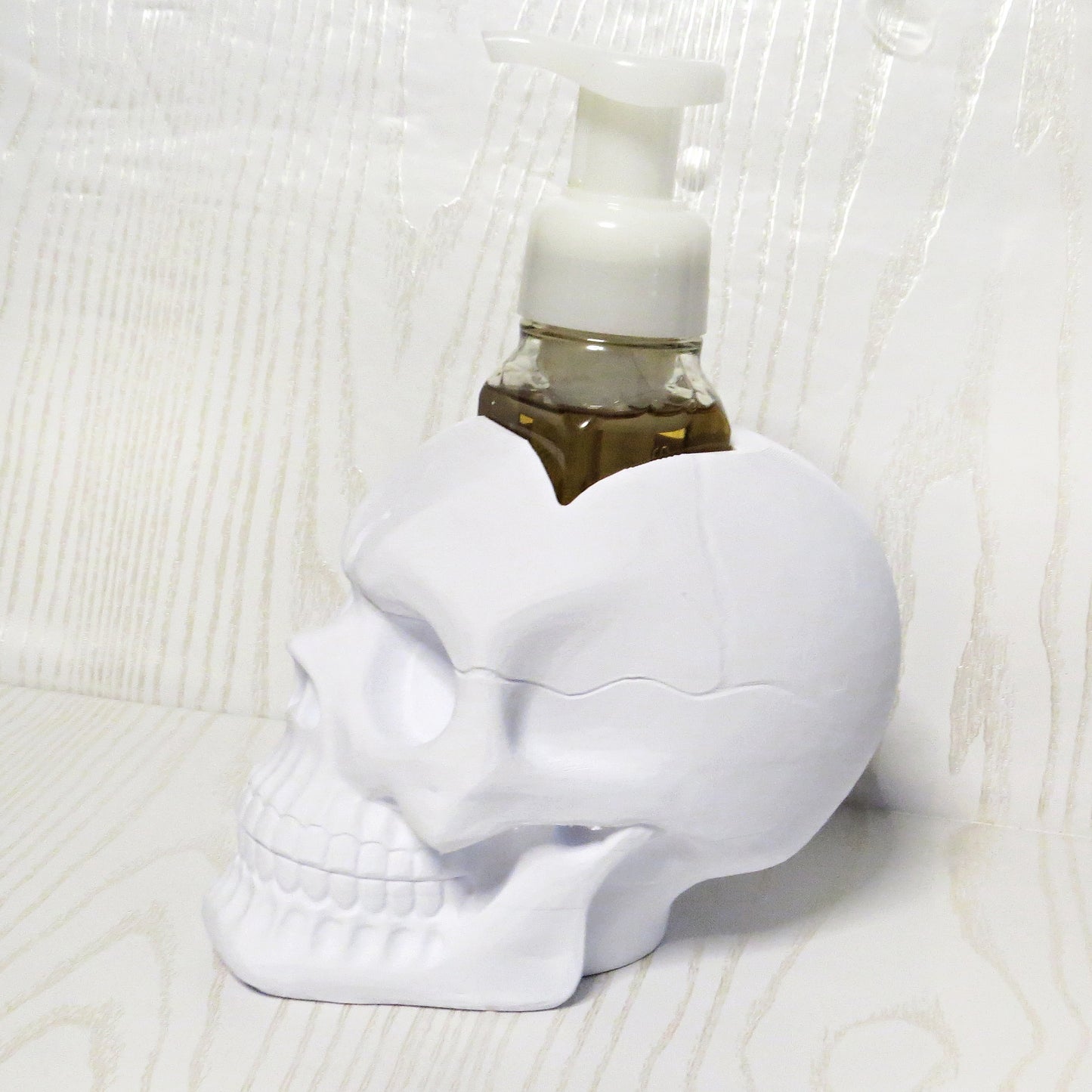 Skull Foaming Soap Holder – 3D Printed Gothic Halloween Skeleton Skull Decor – BBW Compatible
