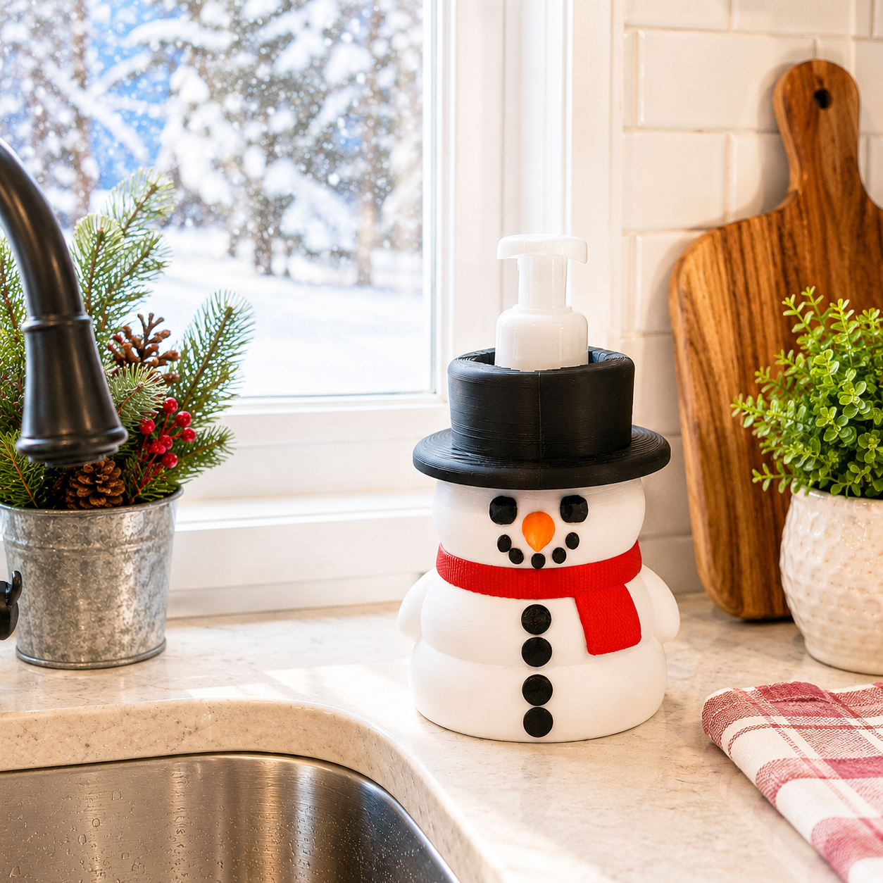 Snowman Soap Holder – 3D Printed Christmas Winter Holiday Bathroom Decor – BBW Compatible