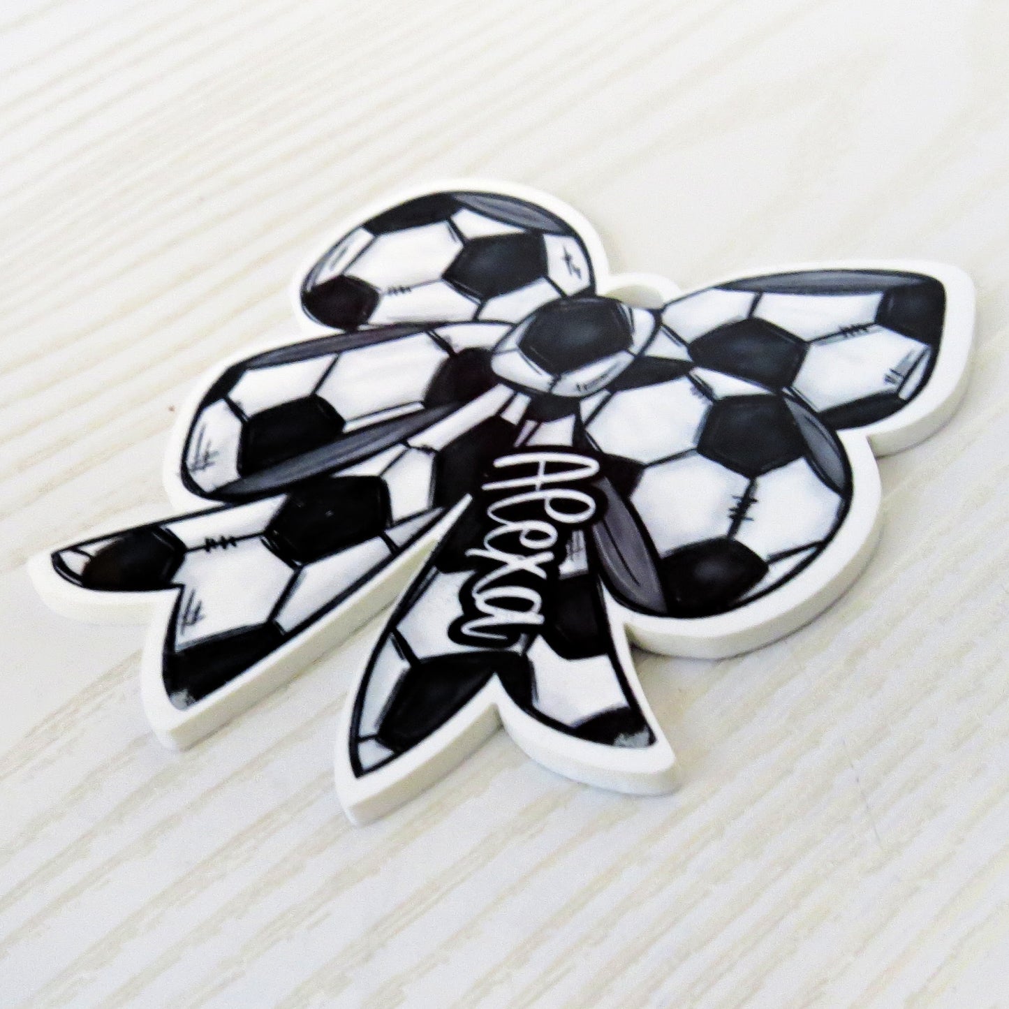 Personalized Soccer Bow Bag Tag | Custom Name Acrylic Keychain for Girls & Team Gifts