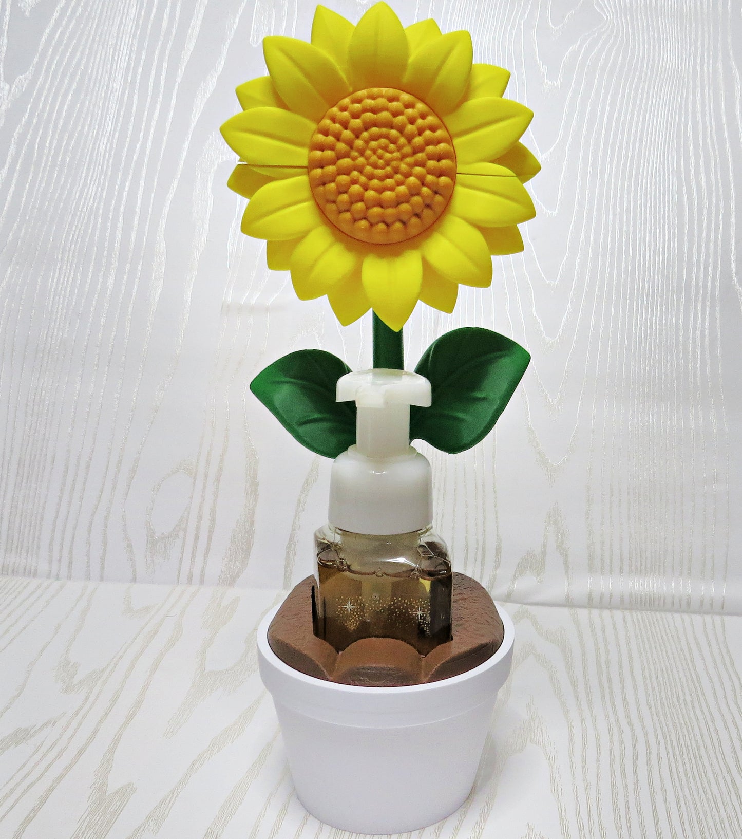Sunflower foaming soap holder kitchen sink decor