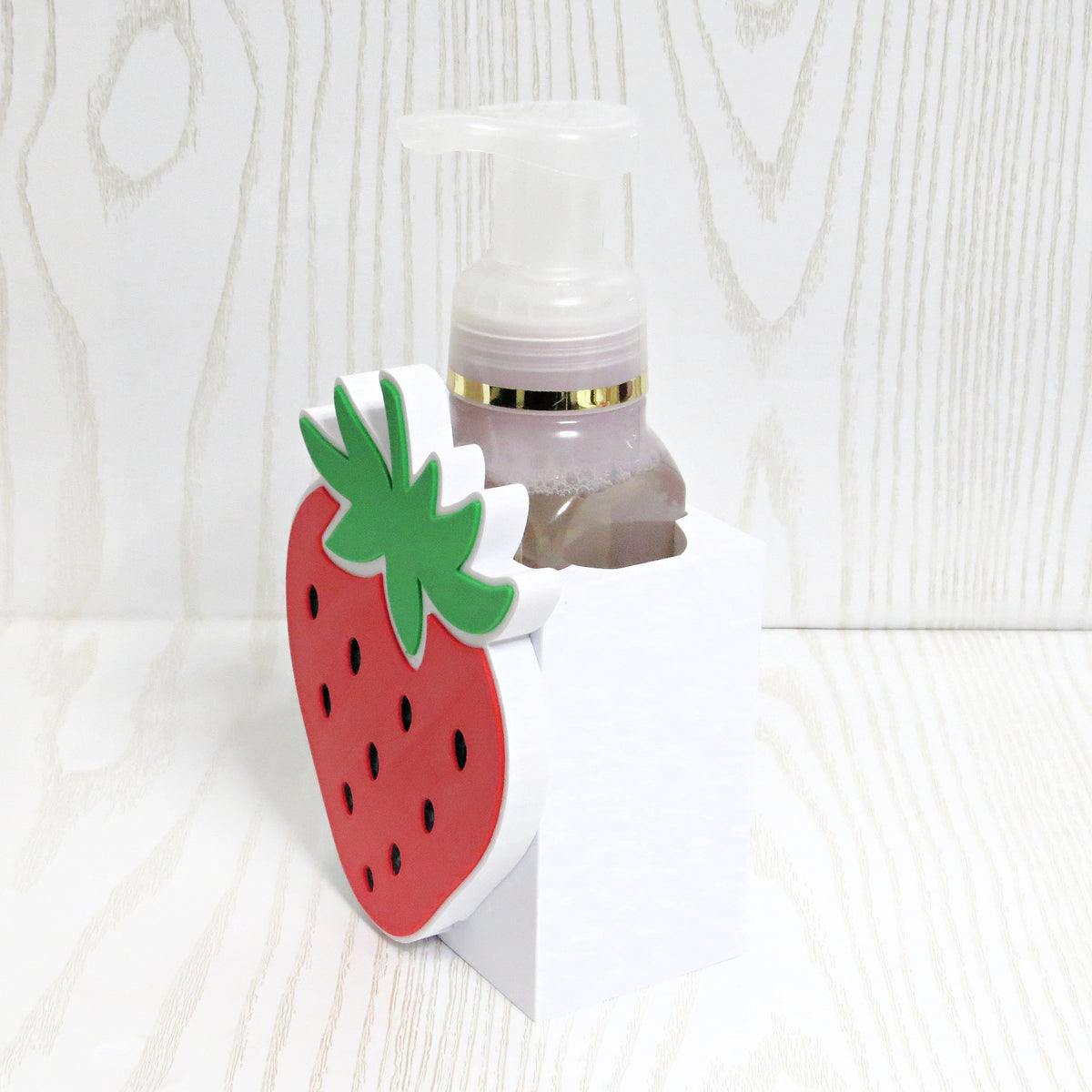 Strawberry Foaming Soap Holder — Fruit Themed Bathroom Decor for BBW Bottles