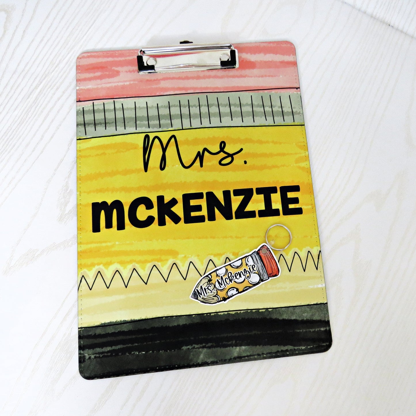 Teacher Pencil Themed Clipboard - Personalized Sublimation Back to School Gift - Kids Supplies - Teacher Appreciation Gift from Student Custom White - Must Haves Essentials for Classroom