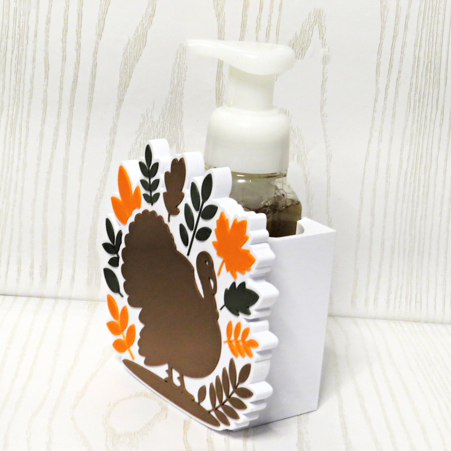 Turkey Foaming Soap Holder – 3D Printed Thanksgiving Fall Leaf Wreath Decor – BBW Compatible