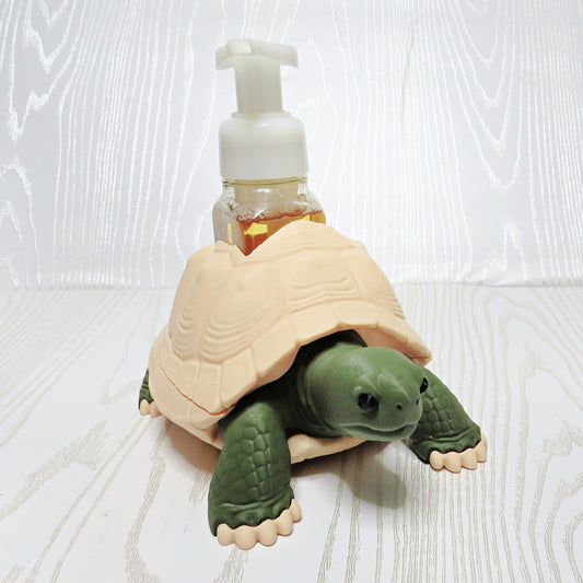 Sea turtle foaming soap holder designed for BBW foaming soap bottles displayed as coastal bathroom and kitchen decor