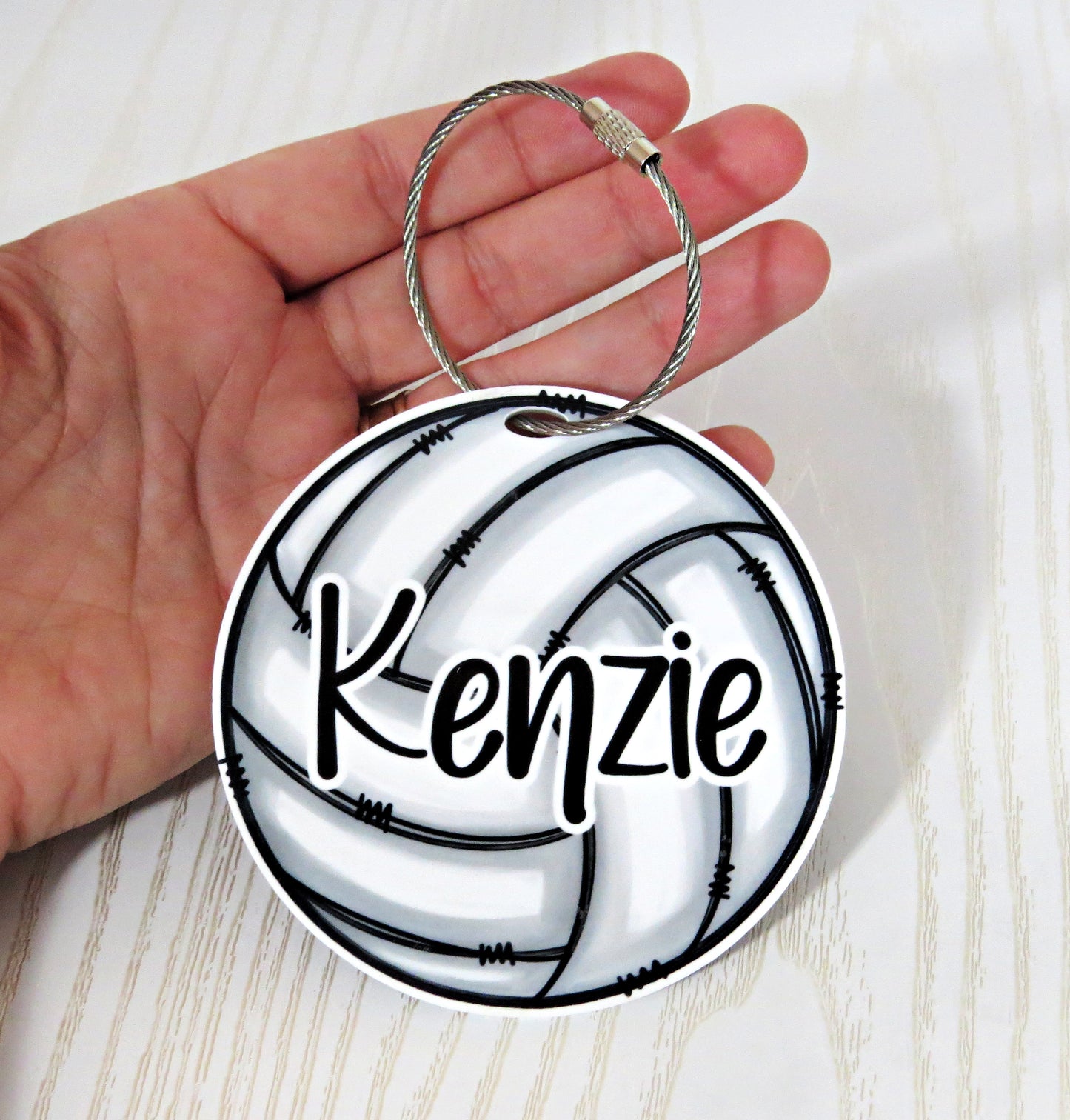 Kenzie's Boutique Handmade Volleyball Bag Tag Personalized with Name for Backpack or Sports Bag Gift – Acrylic Keychain Charm for Girls – Marker ID Identification Label Toddler Teen Accessories