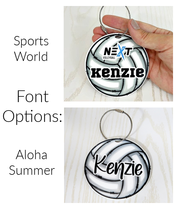 Kenzie's Boutique Handmade Volleyball Bag Tag Personalized with Name for Backpack or Sports Bag Gift – Acrylic Keychain Charm for Girls – Marker ID Identification Label Toddler Teen Accessories