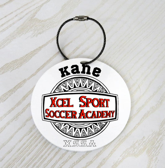 XCEL Sport Soccer Academy Soccer Bag Tag Personalized with Name - Custom Sports Keychain