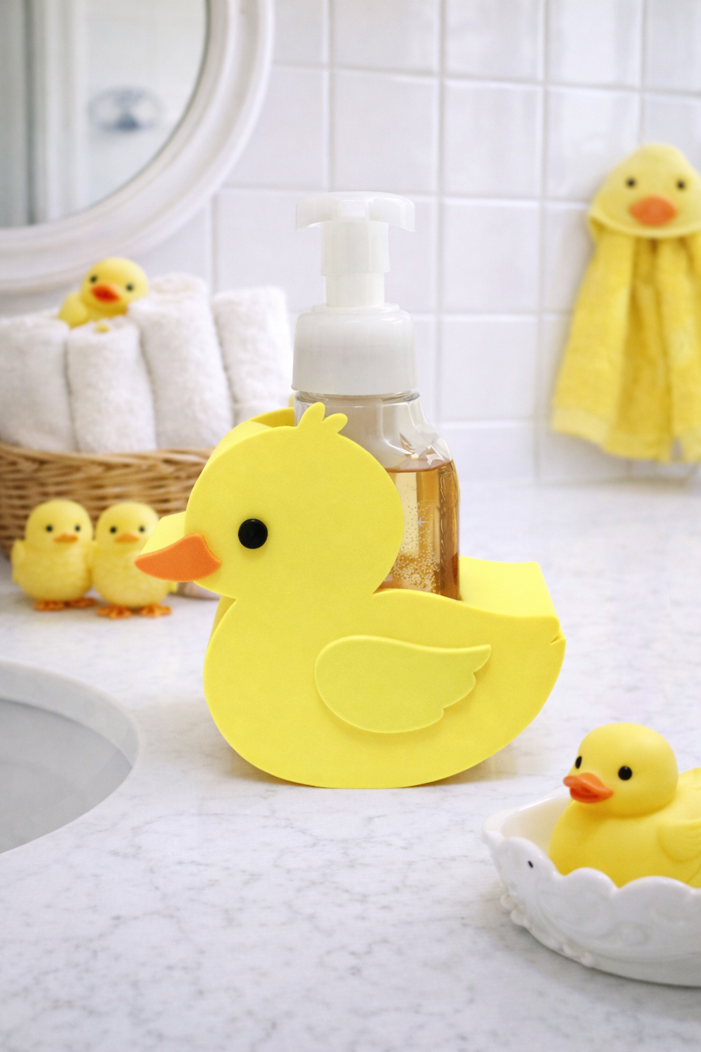 yellow-duck-foaming-soap-holder-cute-bathroom-countertop-decor