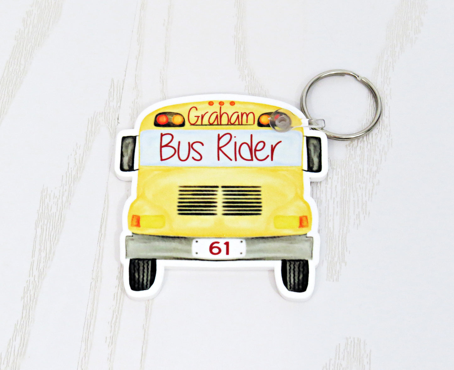 Custom Bus Rider Backpack Tag for Kids – Personalized School Keychain