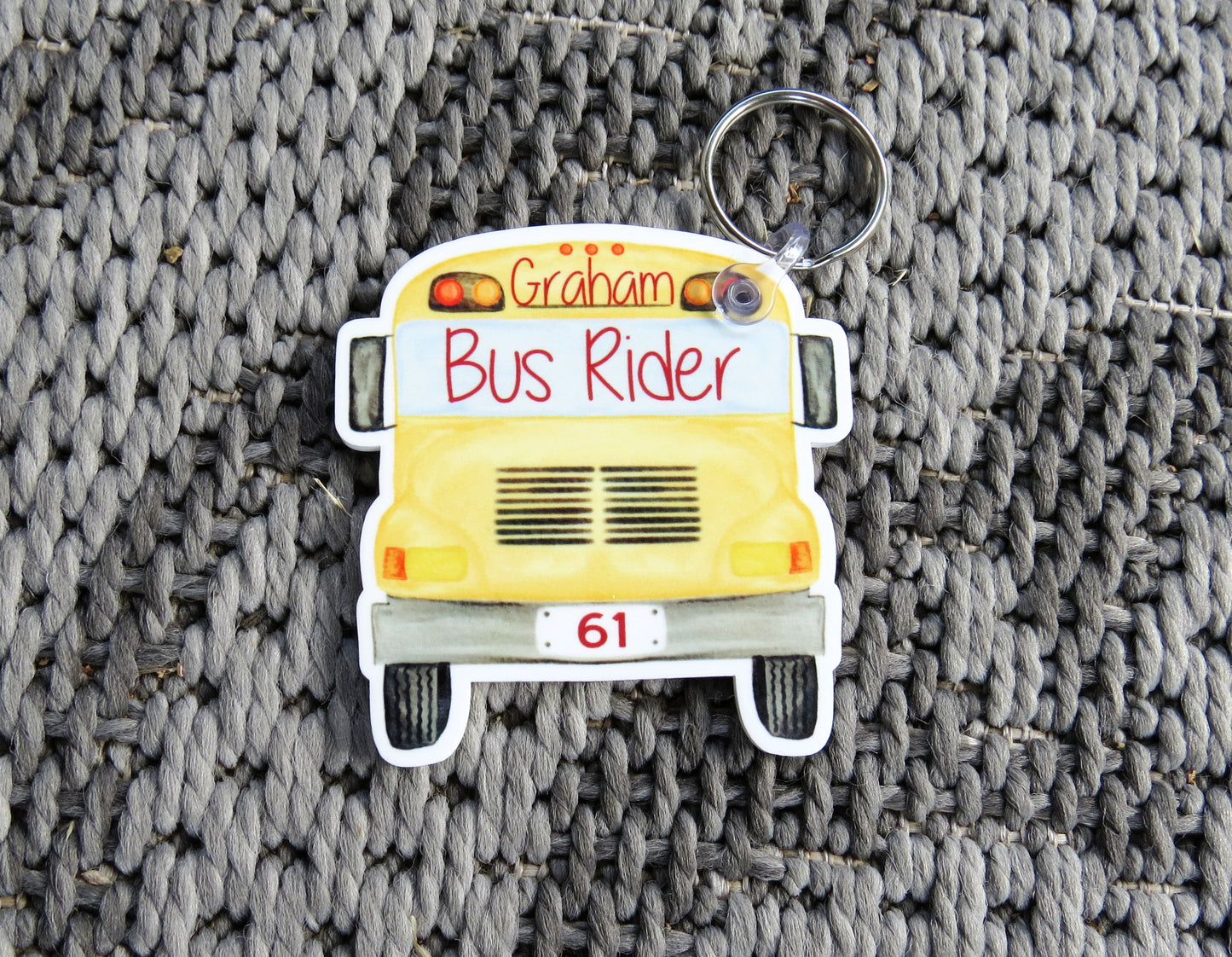 Custom Bus Rider Backpack Tag for Kids – Personalized School Keychain