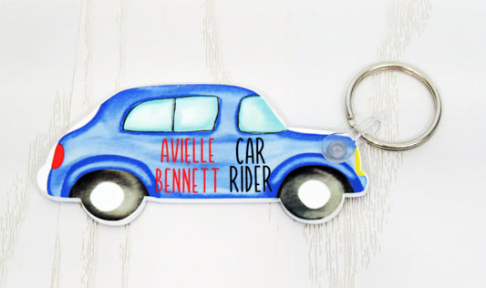 Custom Car Rider Tag for School Pick-Up – Personalized Name Keychain for Backpack, Bag, or Rearview Mirror – Back to School ID Sign – End of Year Student Gift