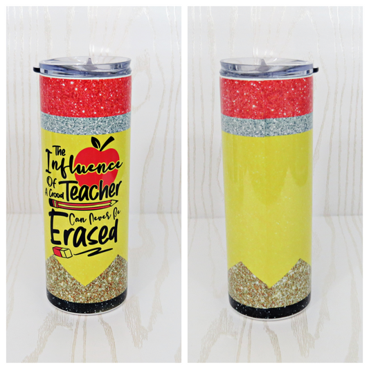 20 oz Teacher Appreciation Tumbler – “A Good Teacher Can Never Be Erased”