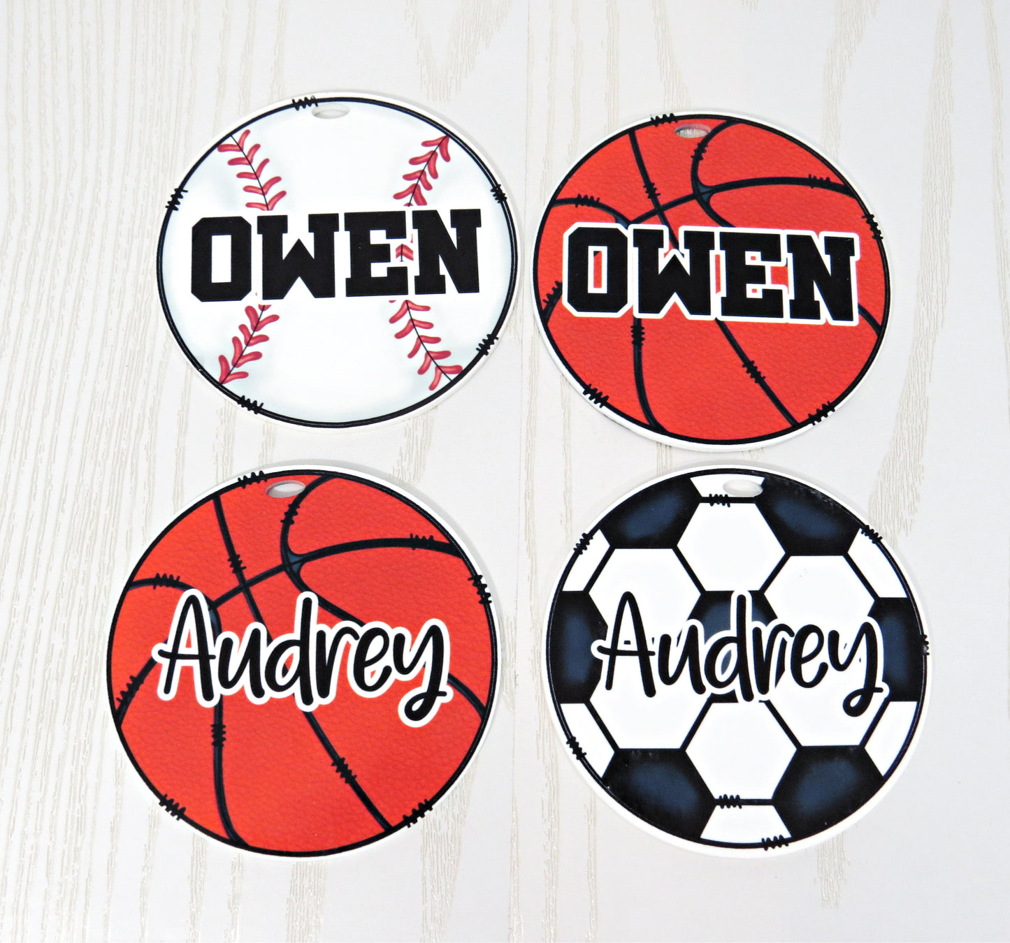 Sports Bag Tag Personalized with Name - Kids Soccer Volleyball Baseball Softball Golf Basketball Bag Name Tag Keychain