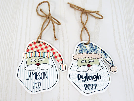 personalized-santa-hat-christmas-ornaments-with-names-jameson-and-ryleigh-2022-holiday-decor-with-bows