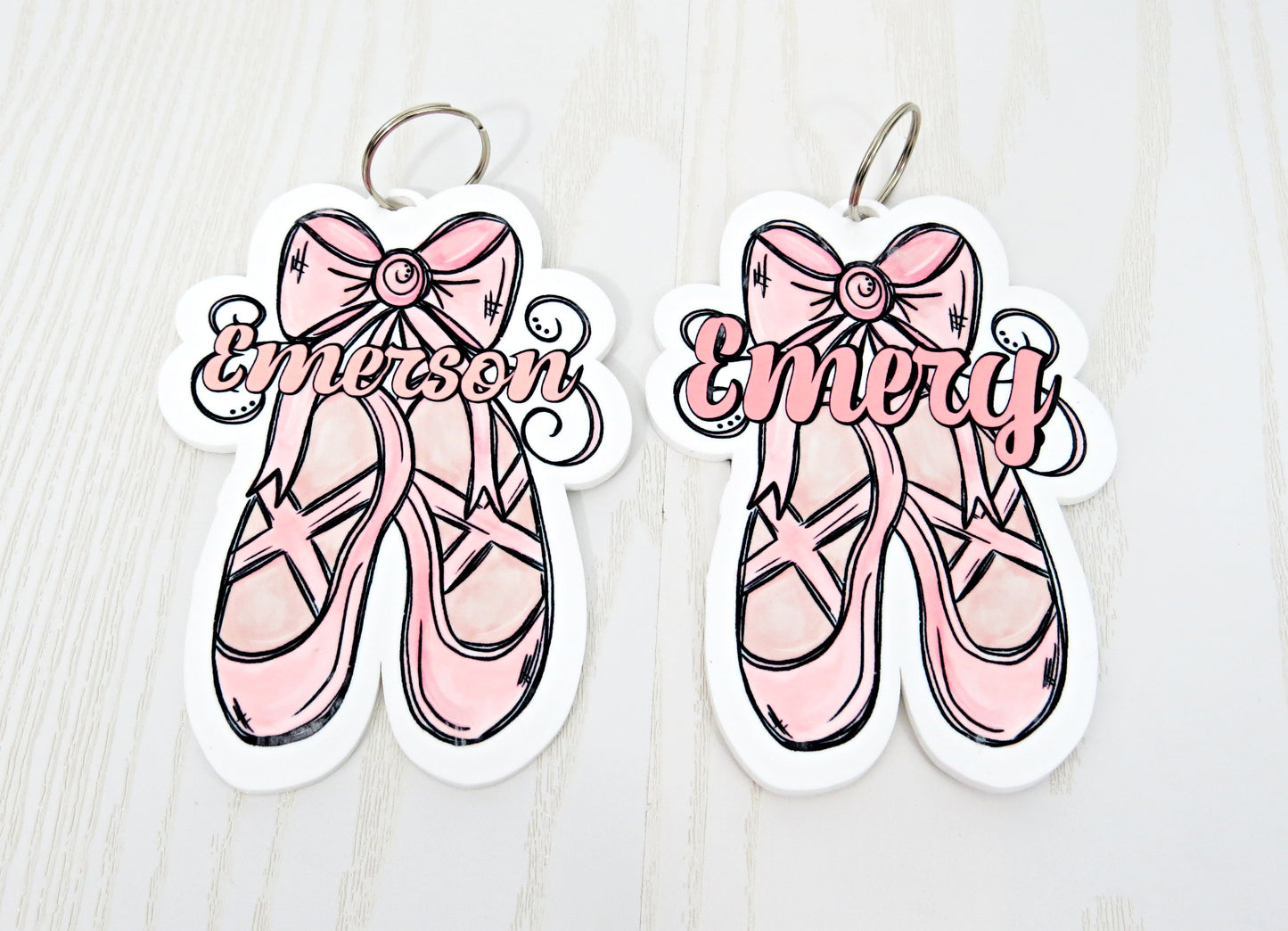 Dance Ballet Bag Tag Personalized with Name - Young Dancer Bag Name Tag - Pointe Keychain Ballerina