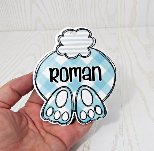 Custom Personalized Bunny Bottom Easter Basket Tags - Easter Tags Personalized - Easter Basket Tags Name Easter Decoration Custom Place Cards Easter Gifts