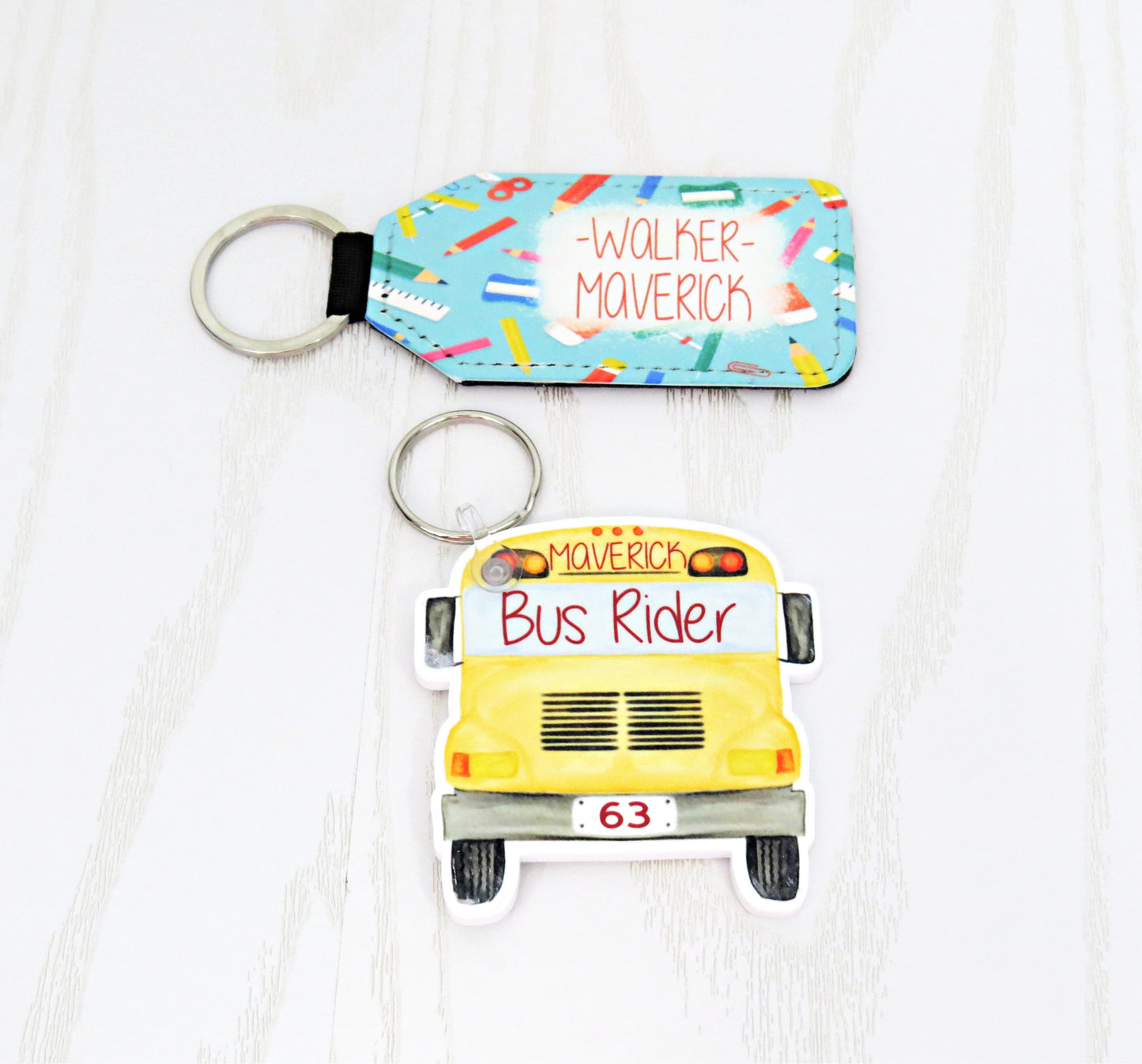 Custom Bus Rider Backpack Tag for Kids – Personalized School Keychain